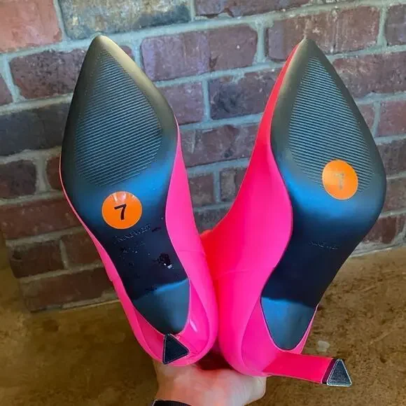 NINE West 80s style Neon Pink Eardy‎ Heeled Boots - Picture 4 of 7